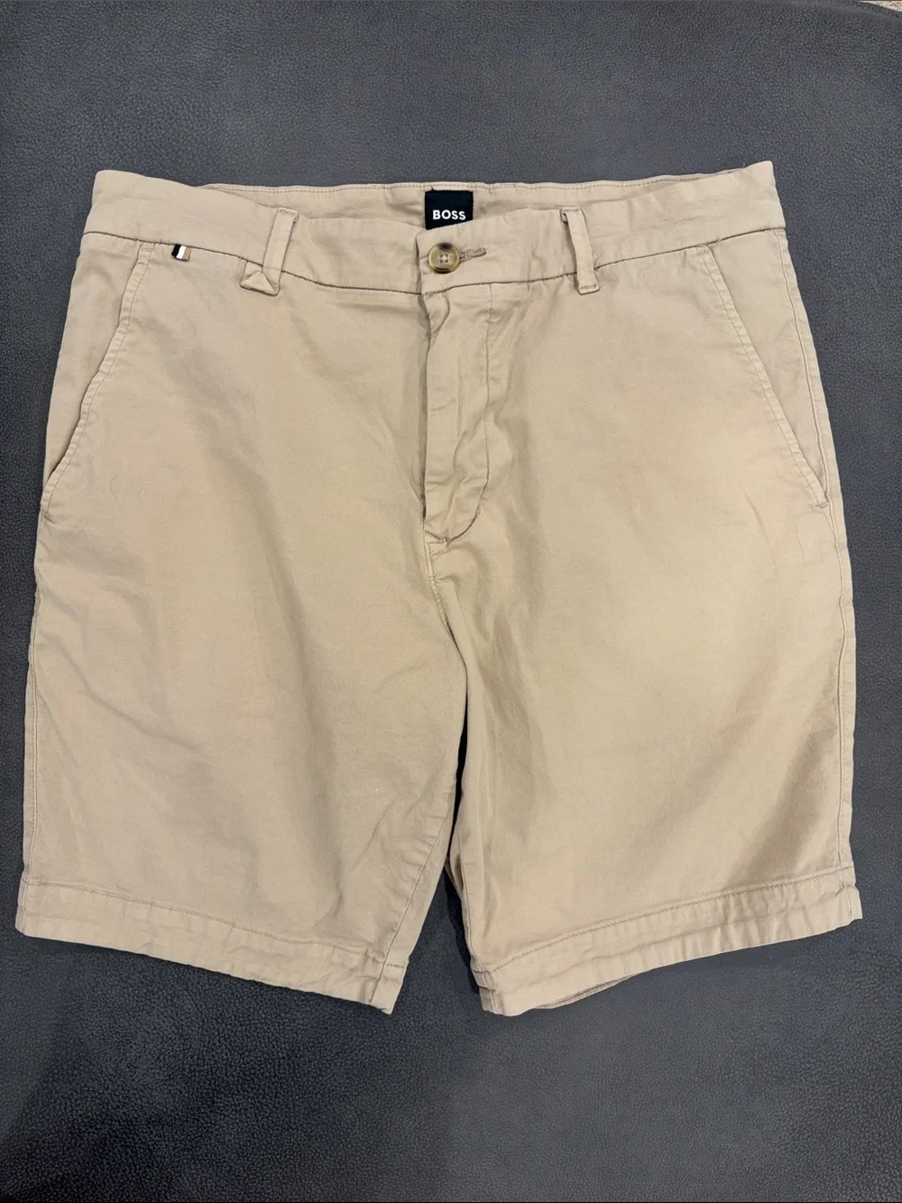 BOSS Men's Tan Cotton Chino Shorts